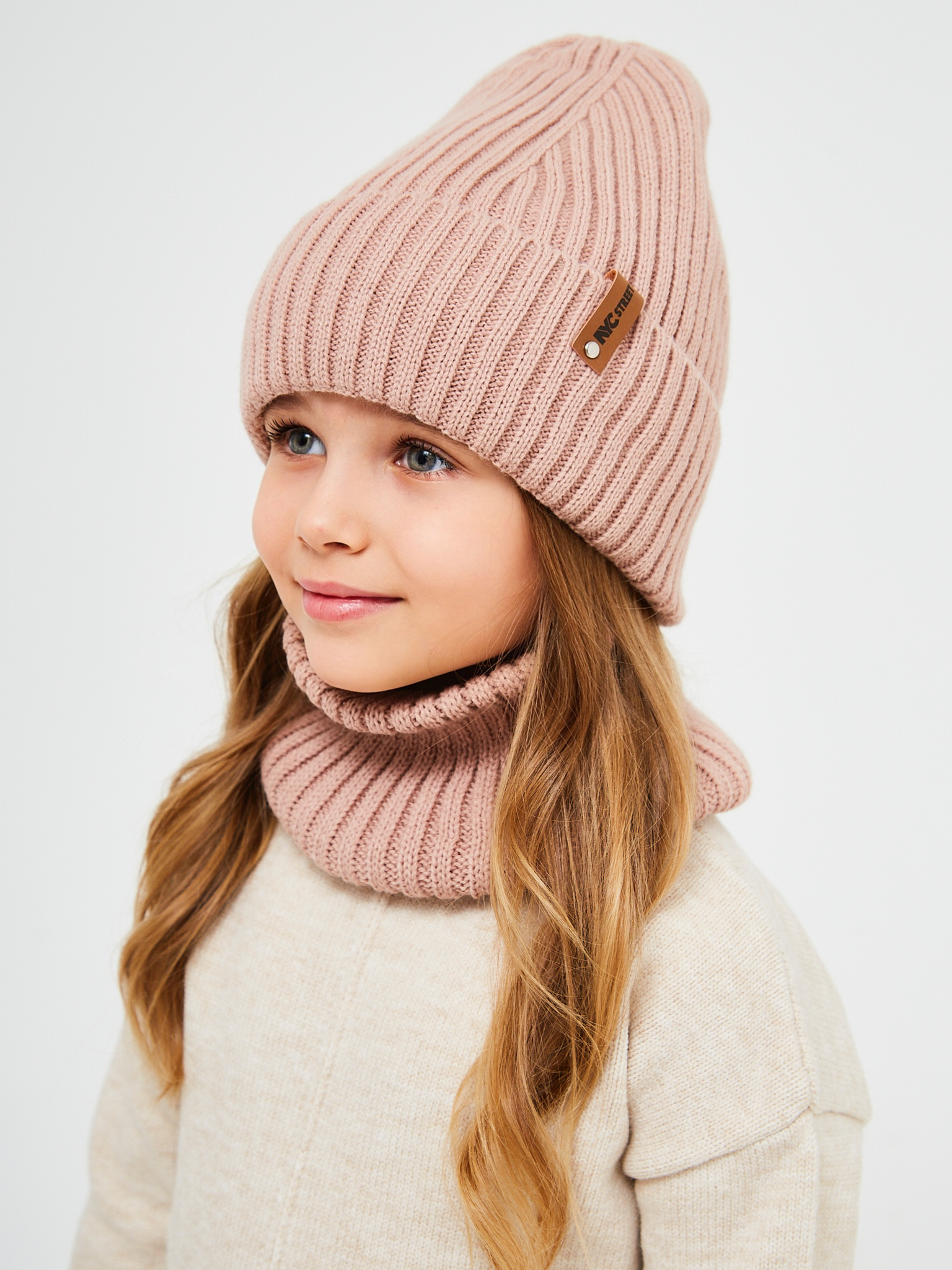 Шапка и снуд NYCkids NYC-H-53-poloski-coffeG - фото 8
