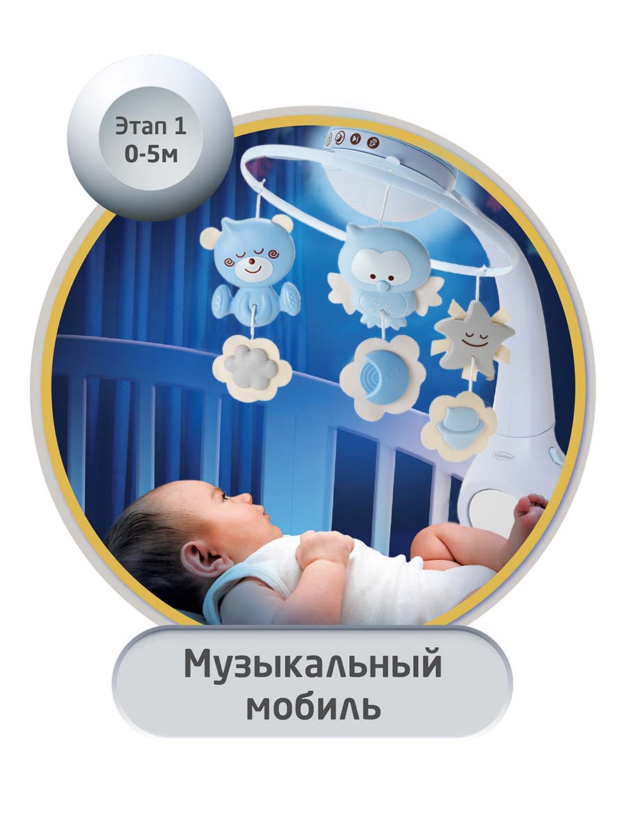 Мобиль INFANTINO 3 в 1 Музыкальный голубой - фото 3