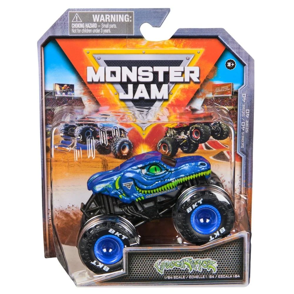Монстр-трак Monster Jam 1:64 Velociraptor 1:64 синий 6044941 - фото 4
