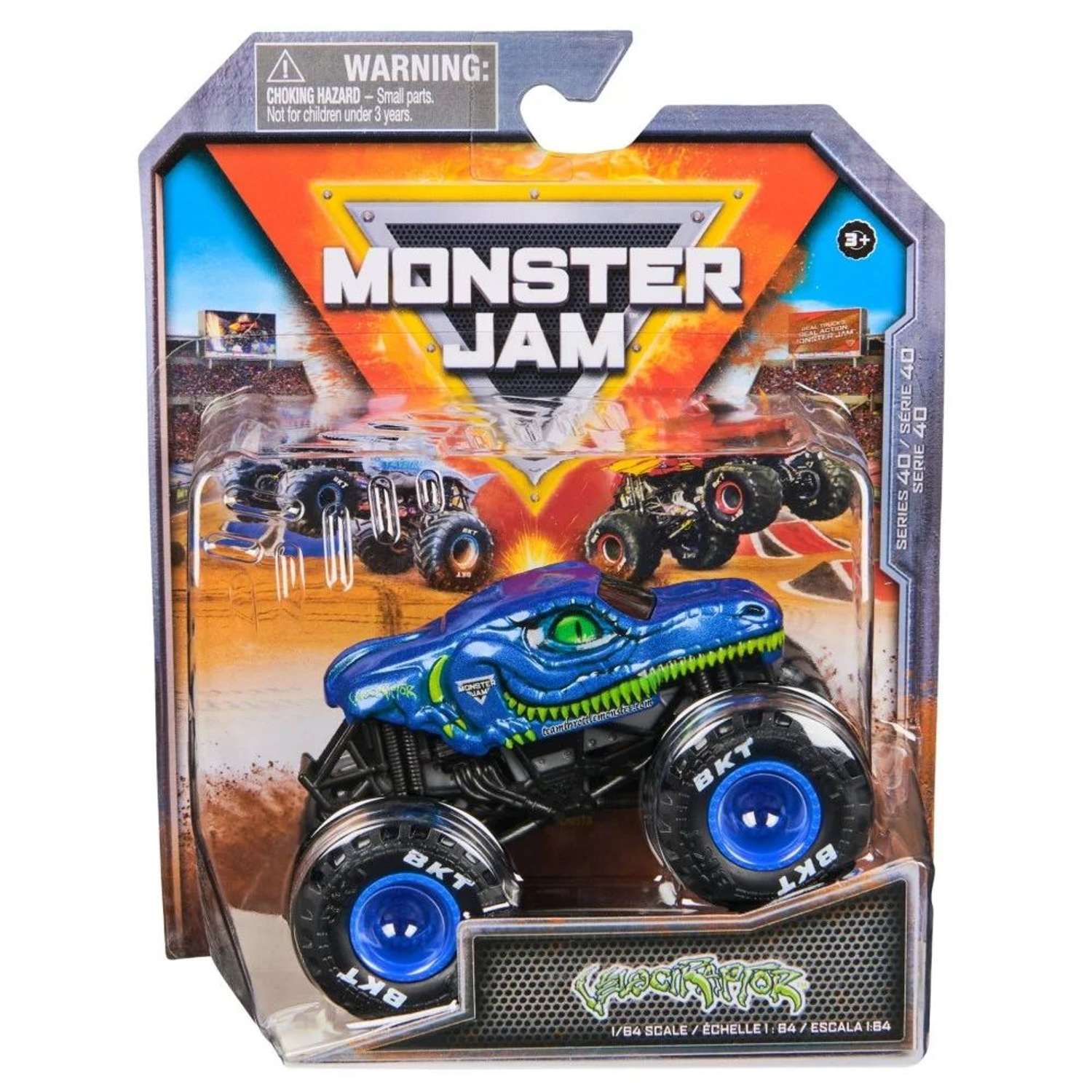 Монстр-трак Monster Jam 1:64 Velociraptor 1:64 синий 6044941 - фото 4