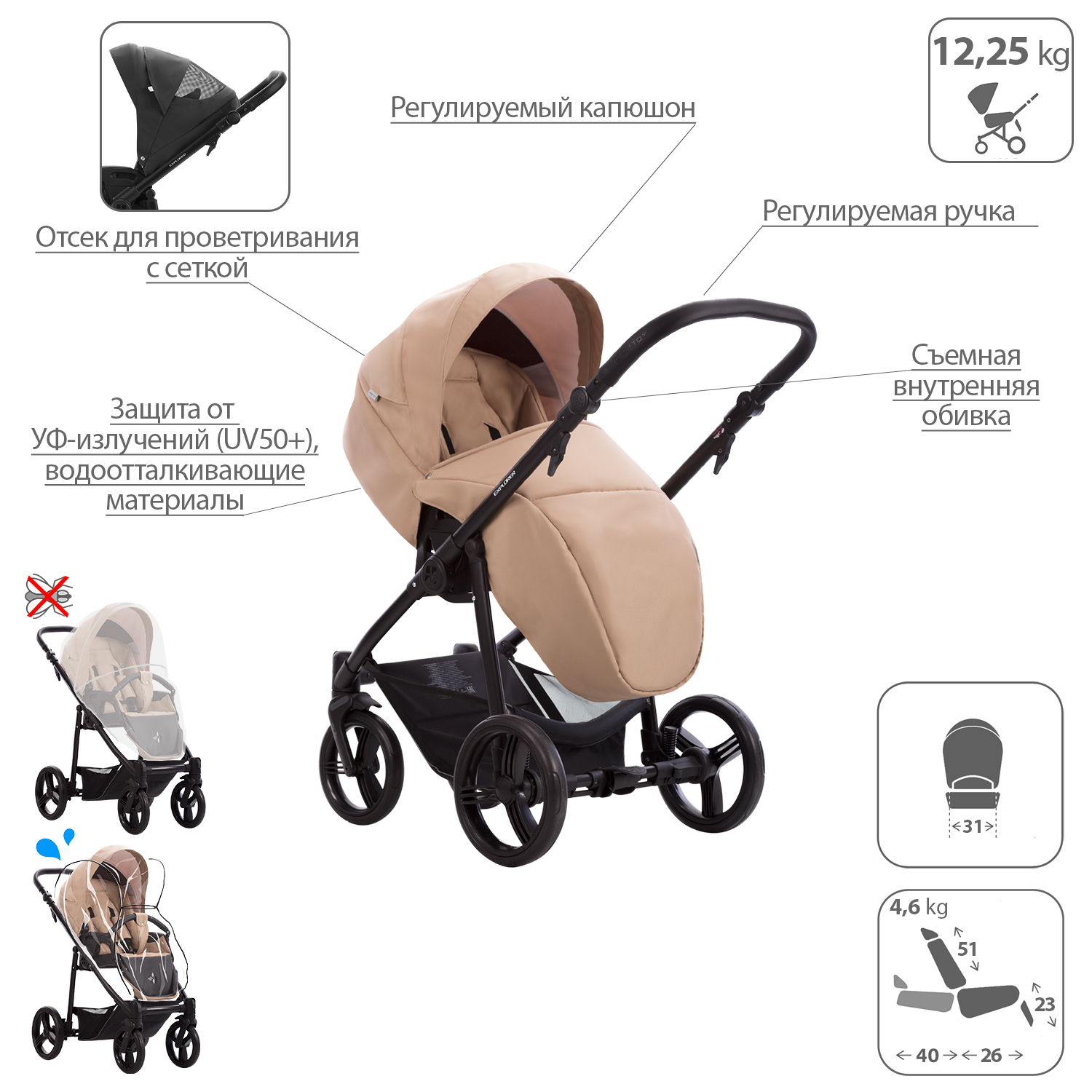Коляска 2 в 1 Bebetto Explorer - фото 6