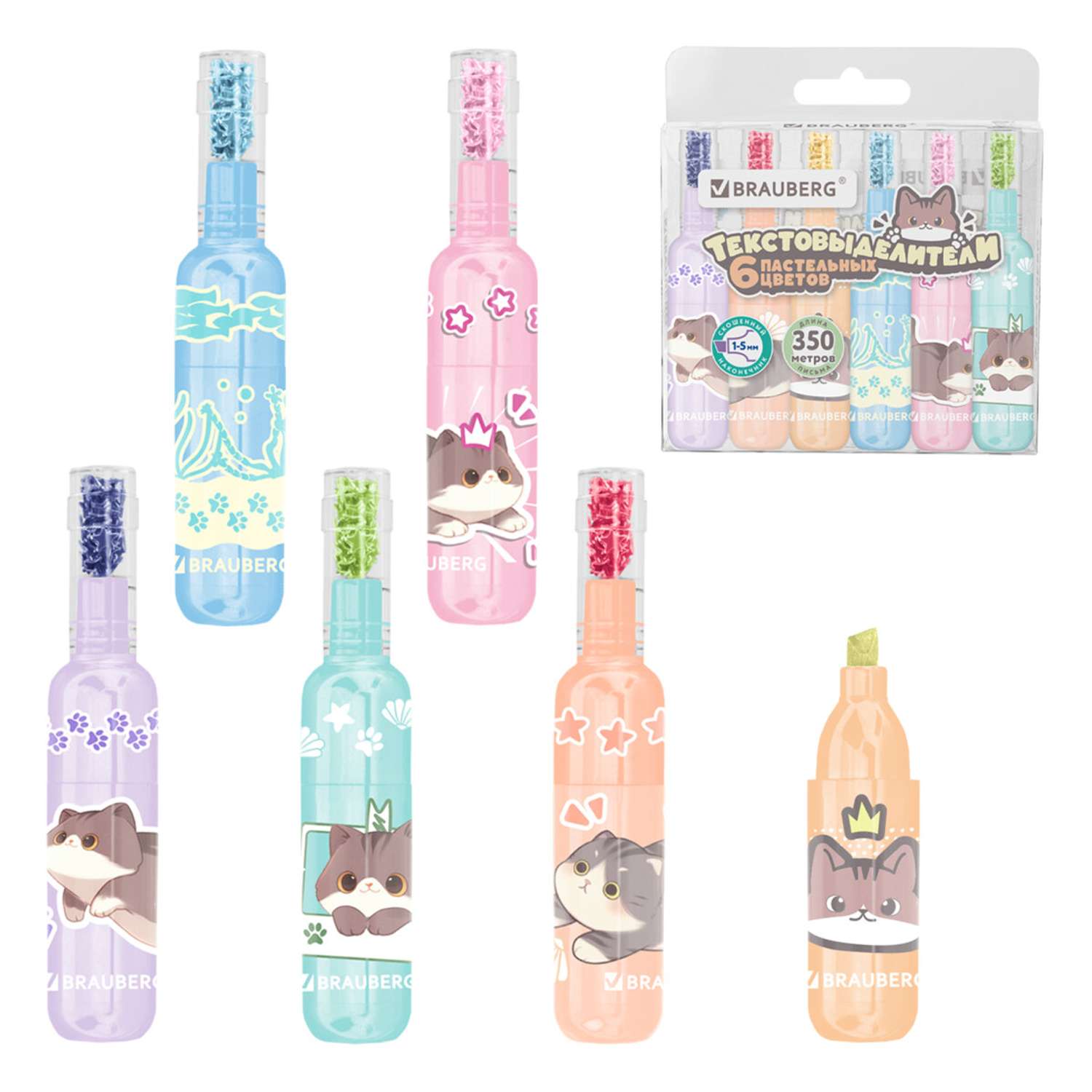 Текстовыделители Brauberg 6 шт. - фото 1