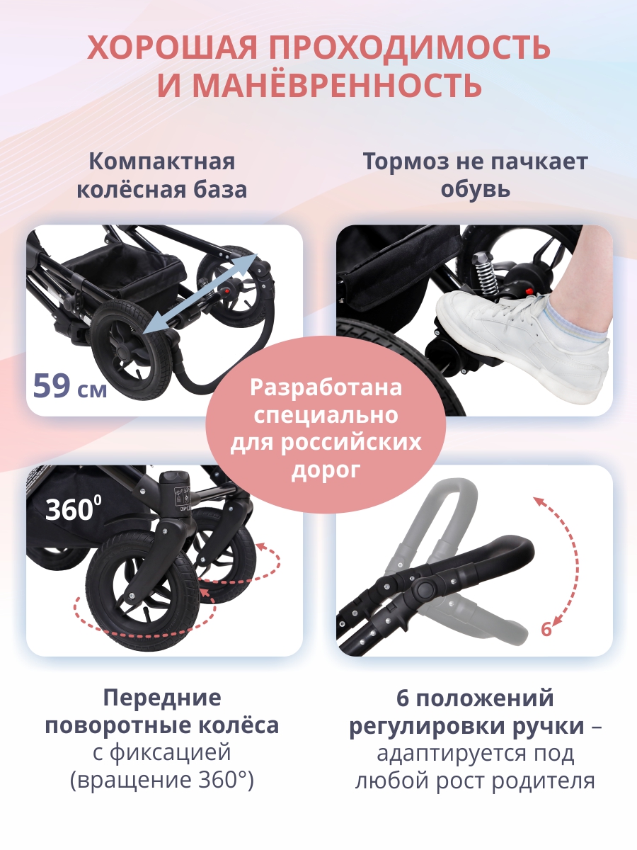 Коляска 2в1 SIGER Adelante синий - фото 2