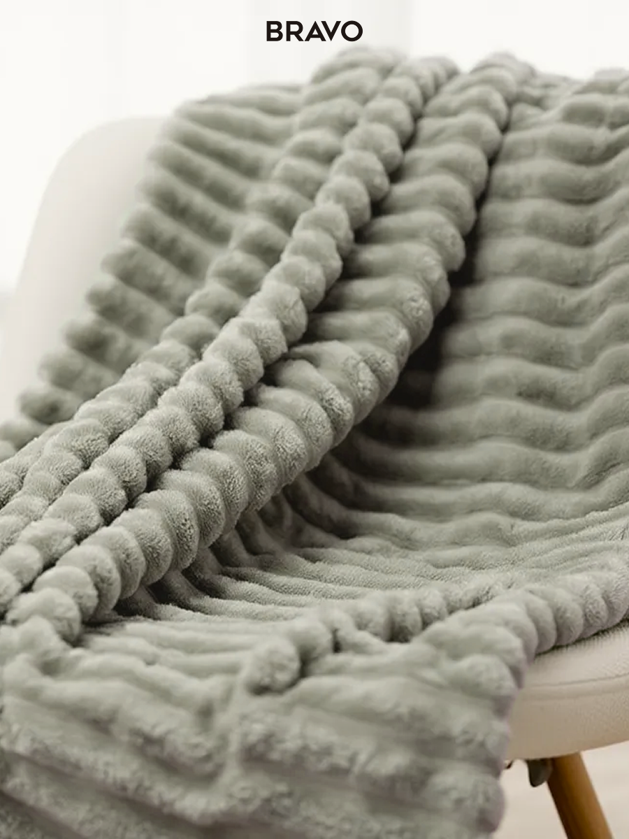 Покрывало BRAVO Волна серо-оливковый 200 x 220 см велсофт - фото 5