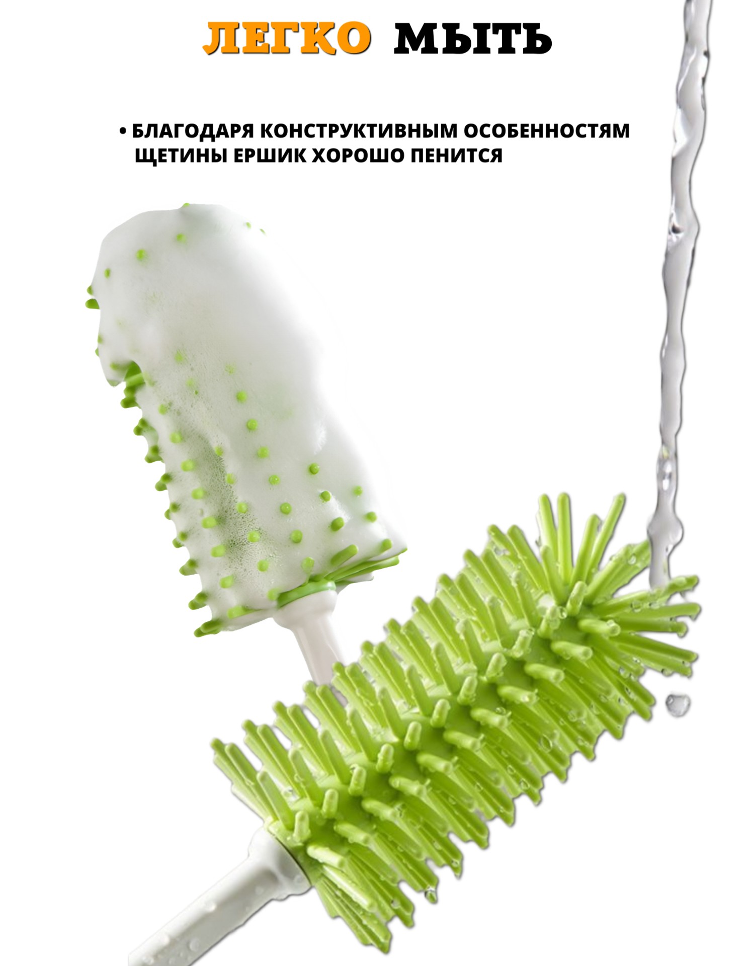 Ершик силиконовый Floopsi для бутылочек и сосок 3шт. Сушилка для ершиков - фото 8