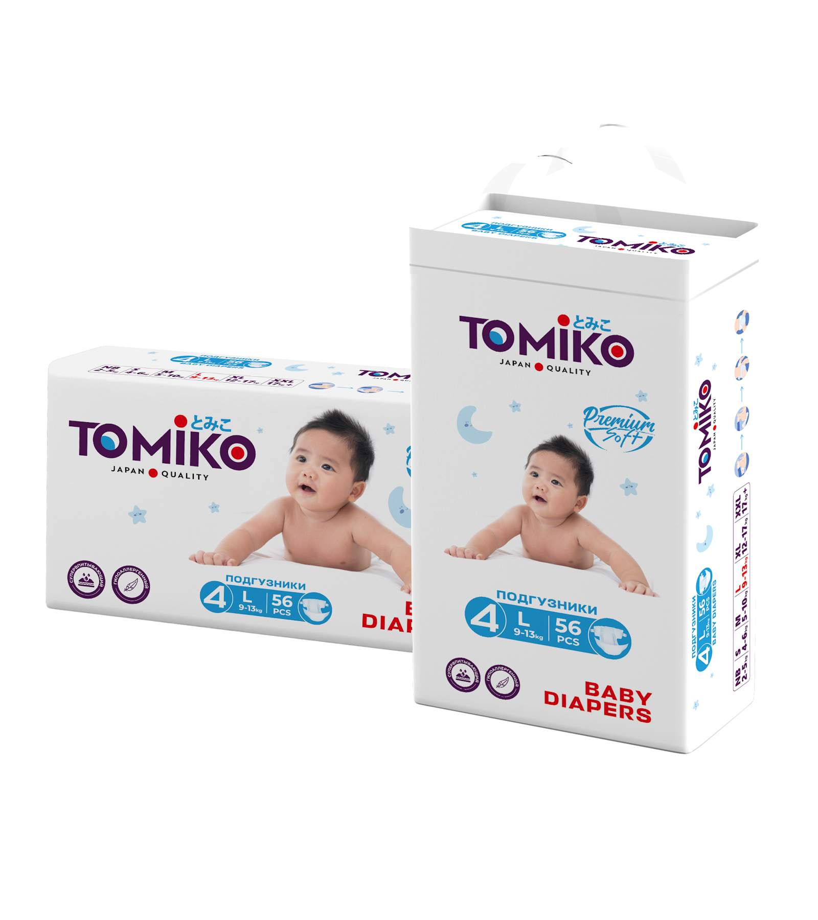 Подгузники Tomiko L (9-13кг) 56 шт. - фото 3