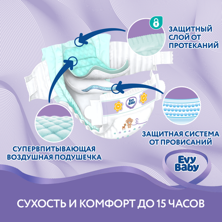 Подгузники Evy Baby 6 (16+ кг) 62 шт.