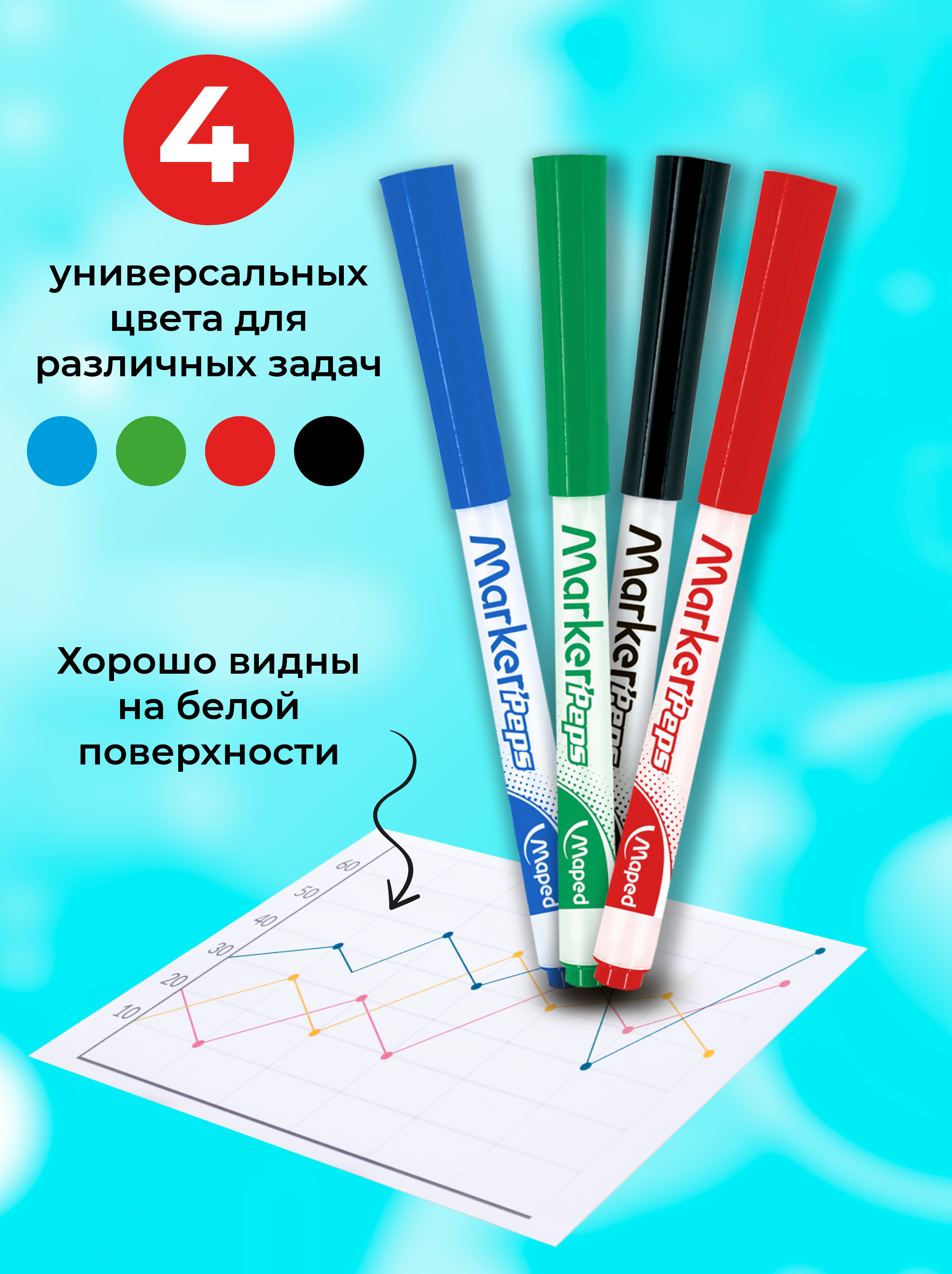 Маркеры MAPED 4 цв. - фото 2