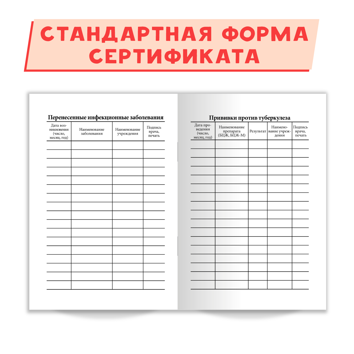 Медицинская карта Проф-Пресс детская твердая обложка+сертификат о прививках. 2 предмета в комплекте оранжевый - фото 5