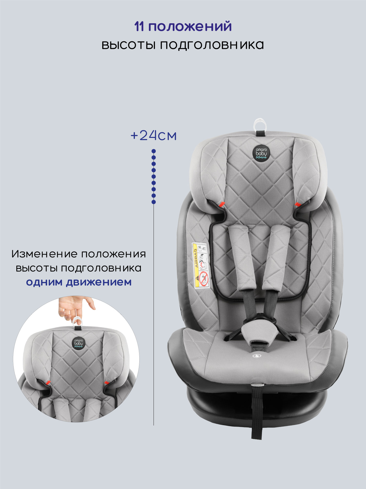 Автокресло Amarobaby Brilliant Isofix 0+/1/2/3 (0-36 кг) серый - фото 6