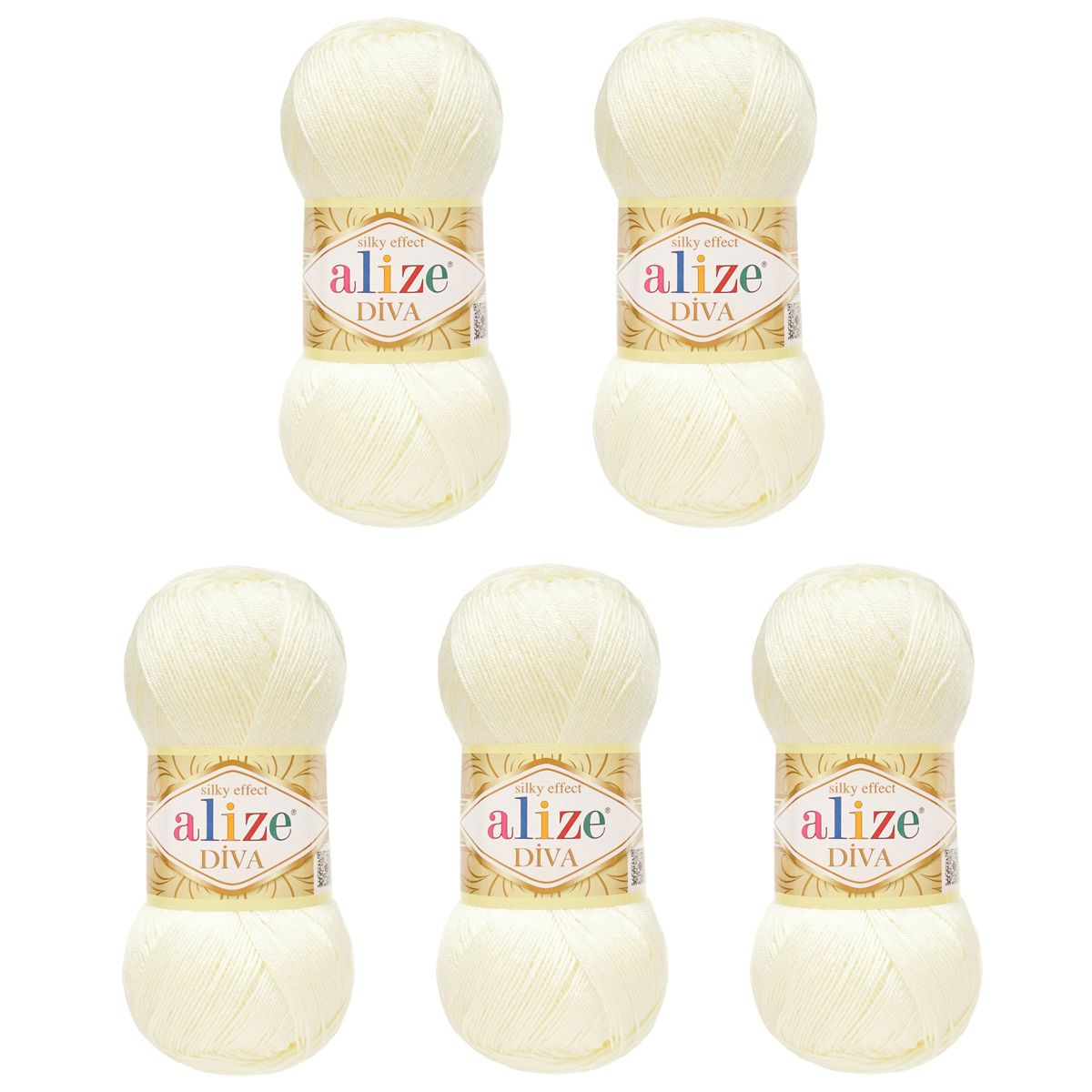 Пряжа Alize для вязания универсальная легкая Diva микрофибра 100г 350 м 5 мотков 62 молочный - фото 6