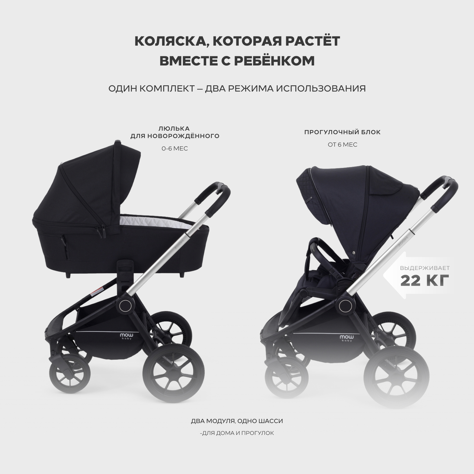 Коляска 2в1 MOWbaby Zoom 2в1 черный - фото 15