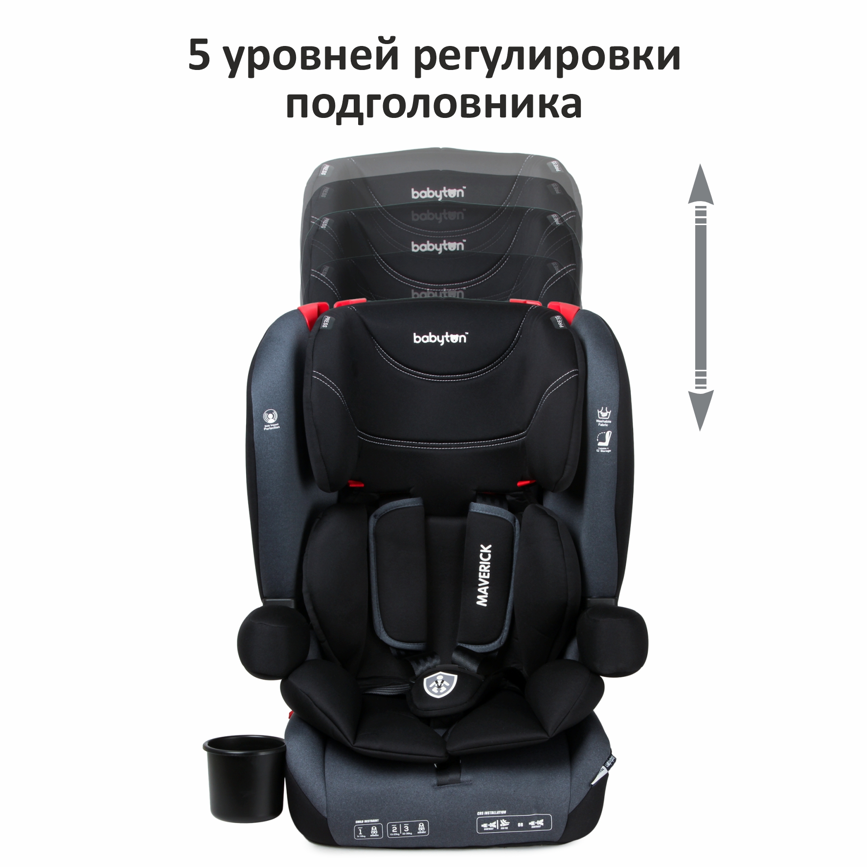 Автокресло Babyton Maverick Black Isofix 1/2/3 (9-36 кг) - фото 4