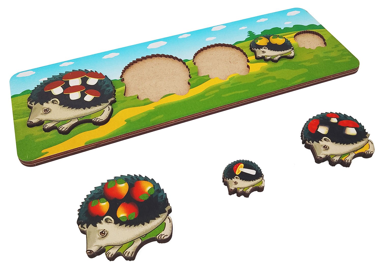 Игрушка Нескучные игры рамка-вкладыш Монтессори Ежики - фото 2