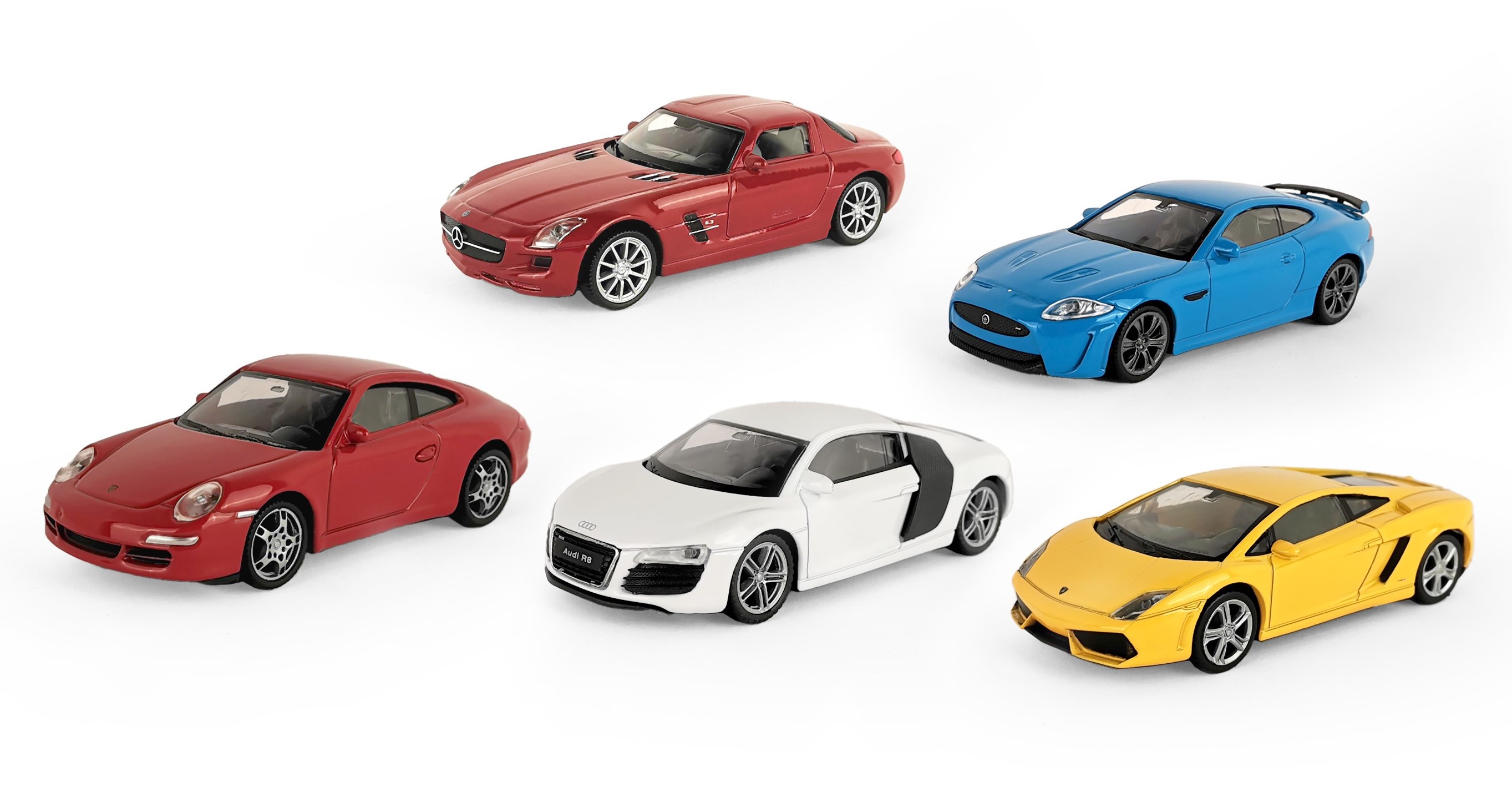 Игровой набор Welly Audi Lamborghini Porsche Jaguar 1:43 44000-5SG(B) - фото 2