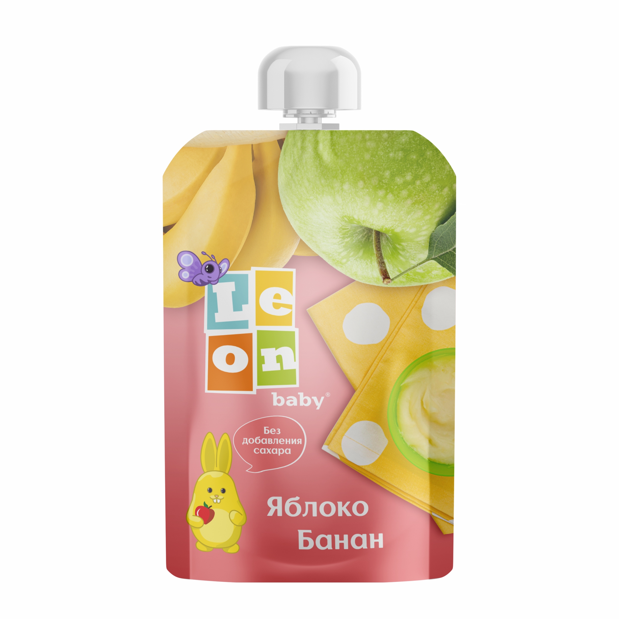 Пюре LEON baby Яблоко-банан с 6 мес 90 г - фото 1