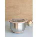 Миска DeNASTIA с прозрачной крышкой 1.5 л нерж.сталь бежевый A000334
