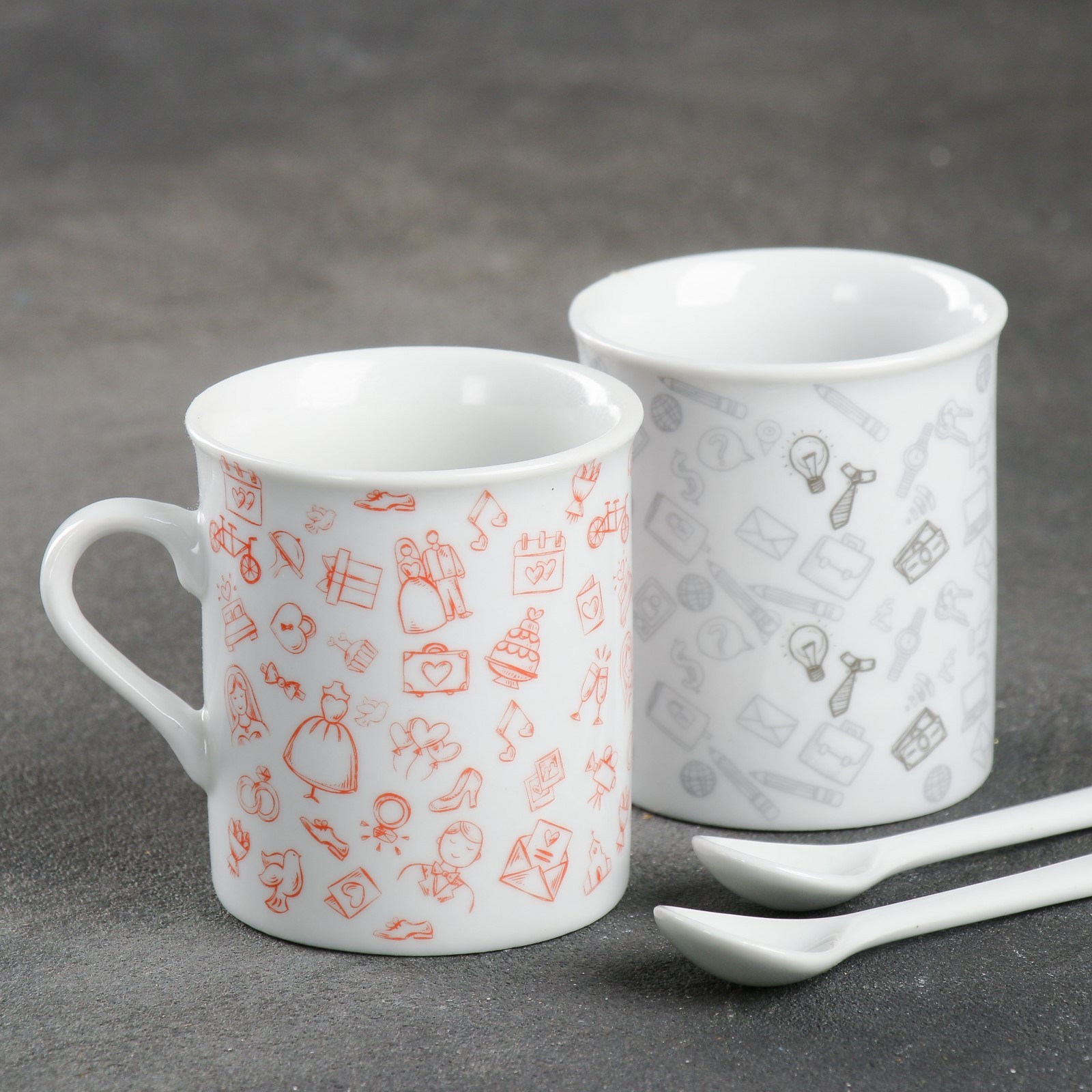 Набор Дорого внимание Муж и жена кружка 140 мл 2 шт ложка 2 шт - фото 5