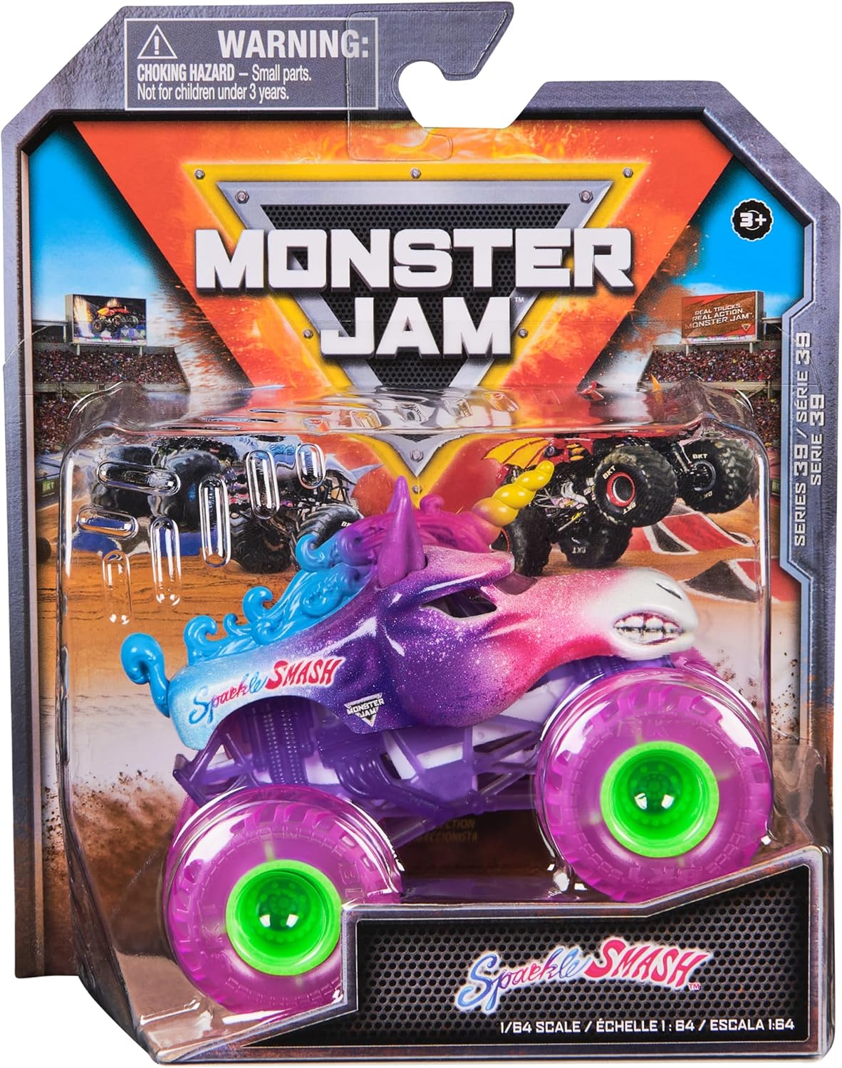 Монстр-трак Monster Jam Sparkle Smash 1:64 6044941 - фото 6