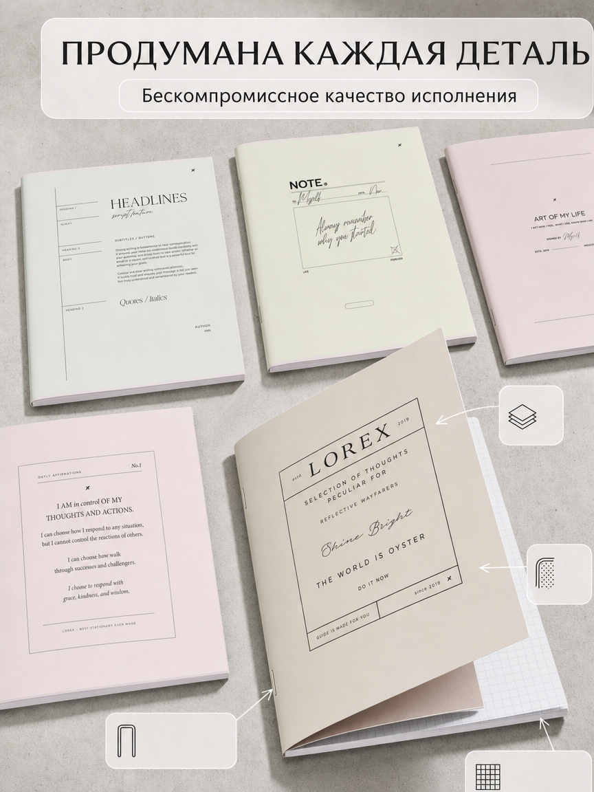 Общая тетрадь Lorex Stationery клетка 5 шт. - фото 3
