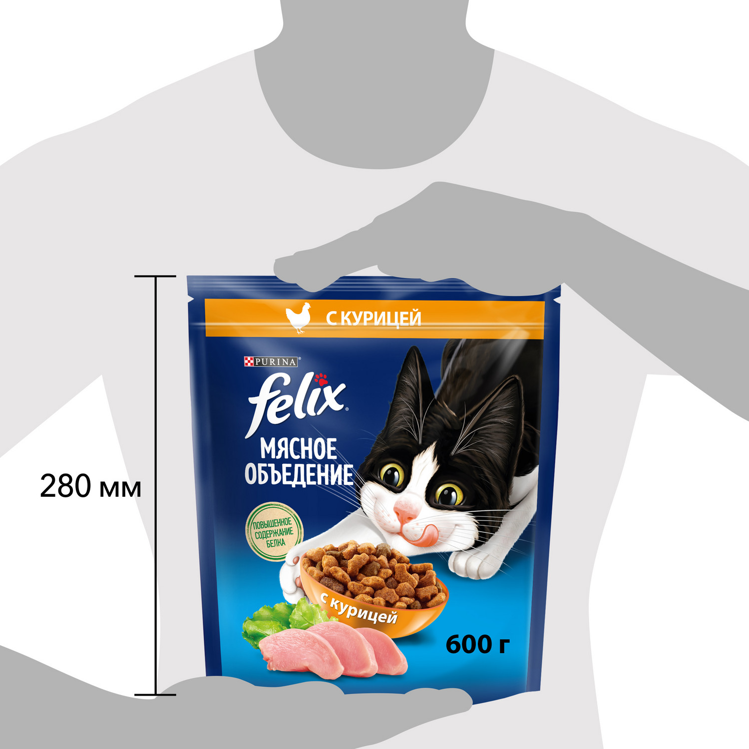 Корм для кошек Felix Мясное объедение  сухой с курицей 600г - фото 10
