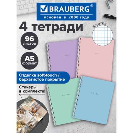 Общая тетрадь Brauberg клетка 96 лист. 4 шт.
