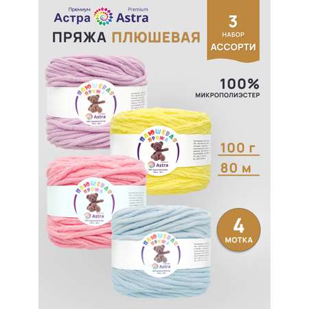 Пряжа для вязания Astra Premium плюшевая амигуруми 80м 100г 4 шт