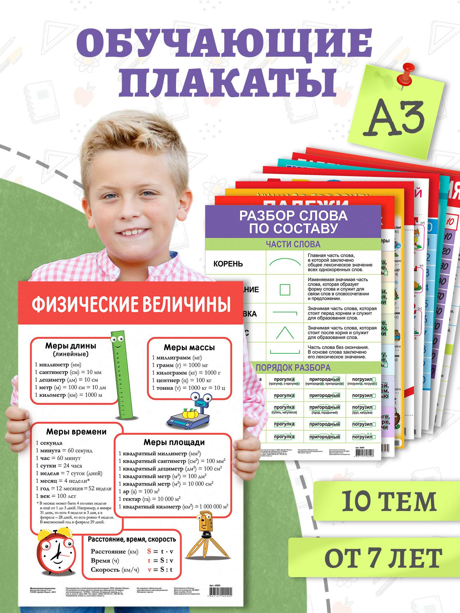 Набор обучающих плакатов Дрофа-Медиа Возраст от 7 лет 10 видов 3963 - фото 1