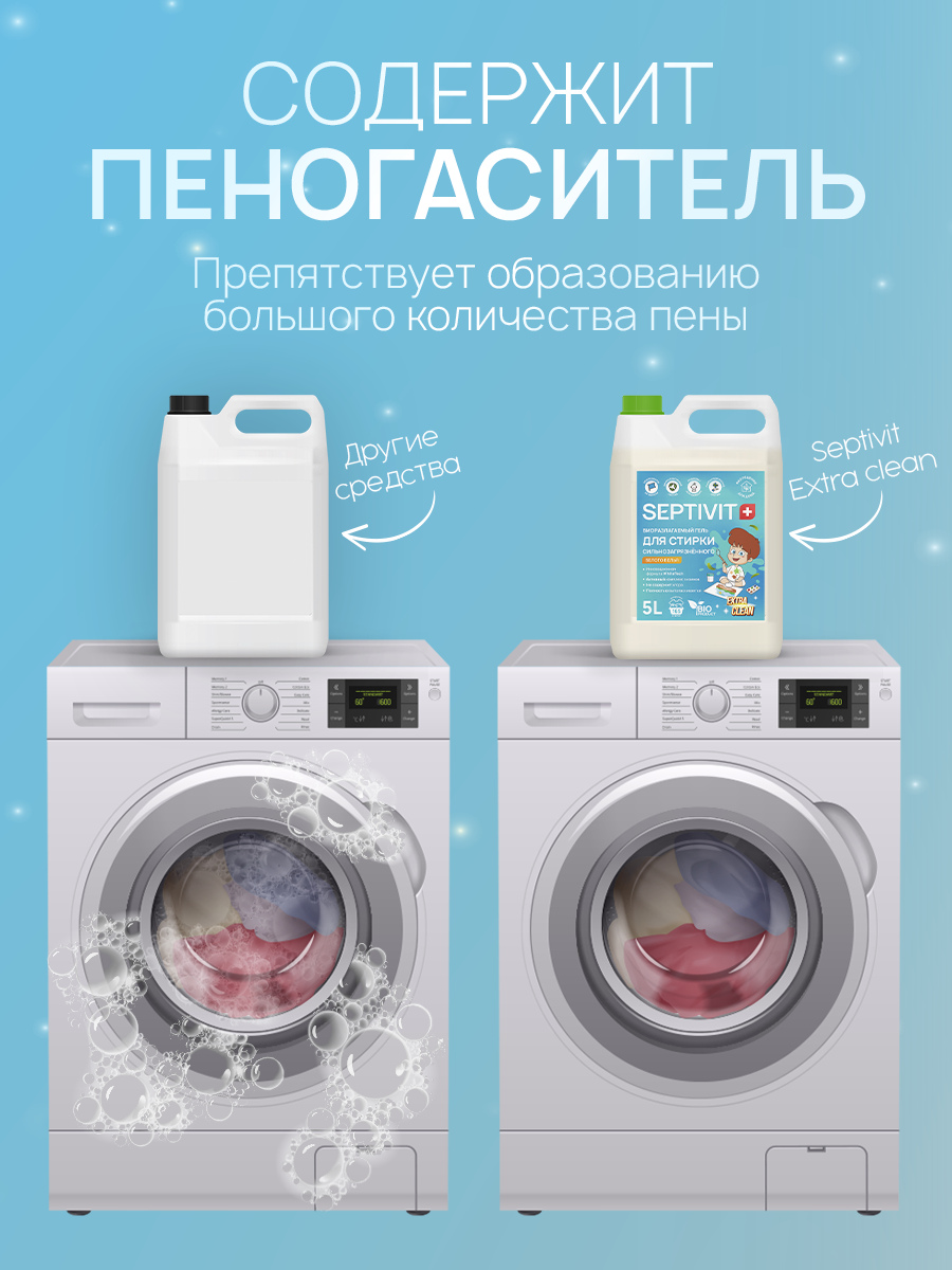 Гель для стирки SEPTIVIT Extra clean для белого 5л - фото 5