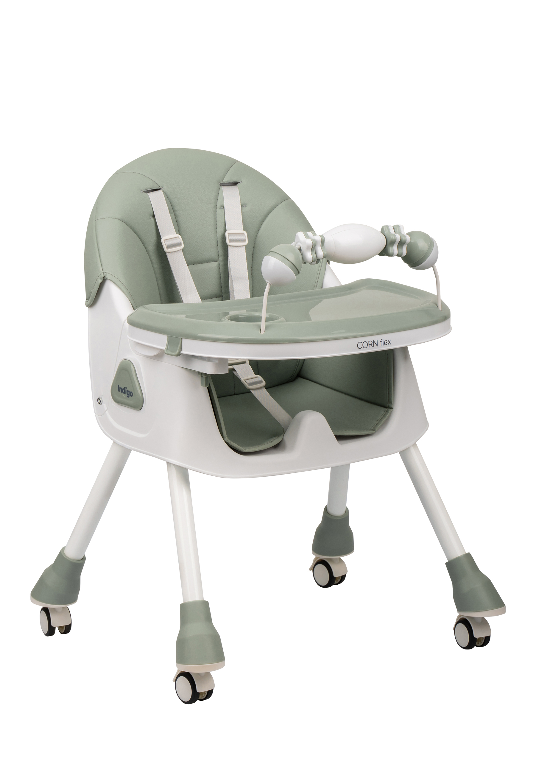 Стульчик для кормления Indigo Corn Flex зеленый-серый - фото 6