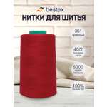 Нитки Bestex промышленные универсальные для шитья и рукоделия 40/2 5000 ярд 1 шт 051 красный