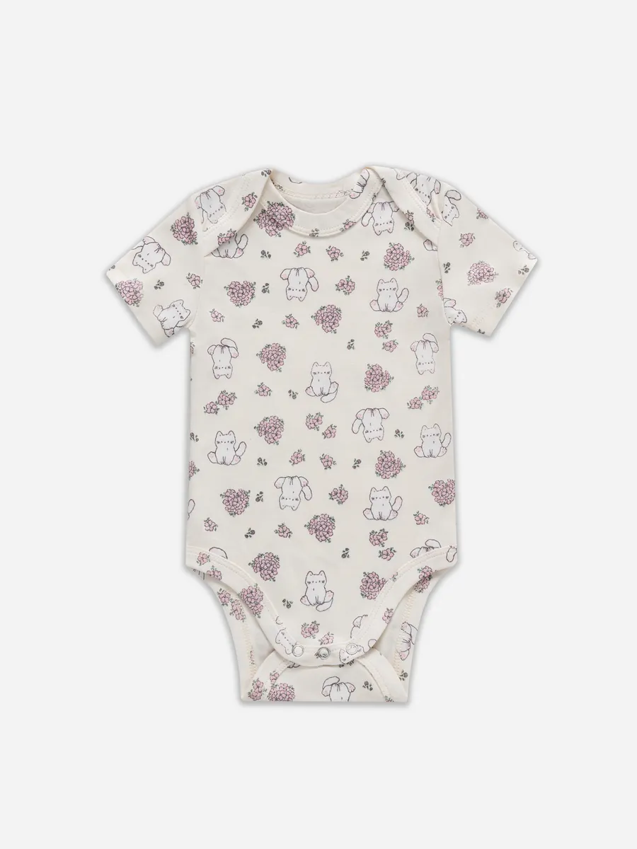 Боди 3 шт Mark Formelle (Марк Формэль) 13015-3/котики с цветами на молочном +мята +цветочки на розовом - фото 12