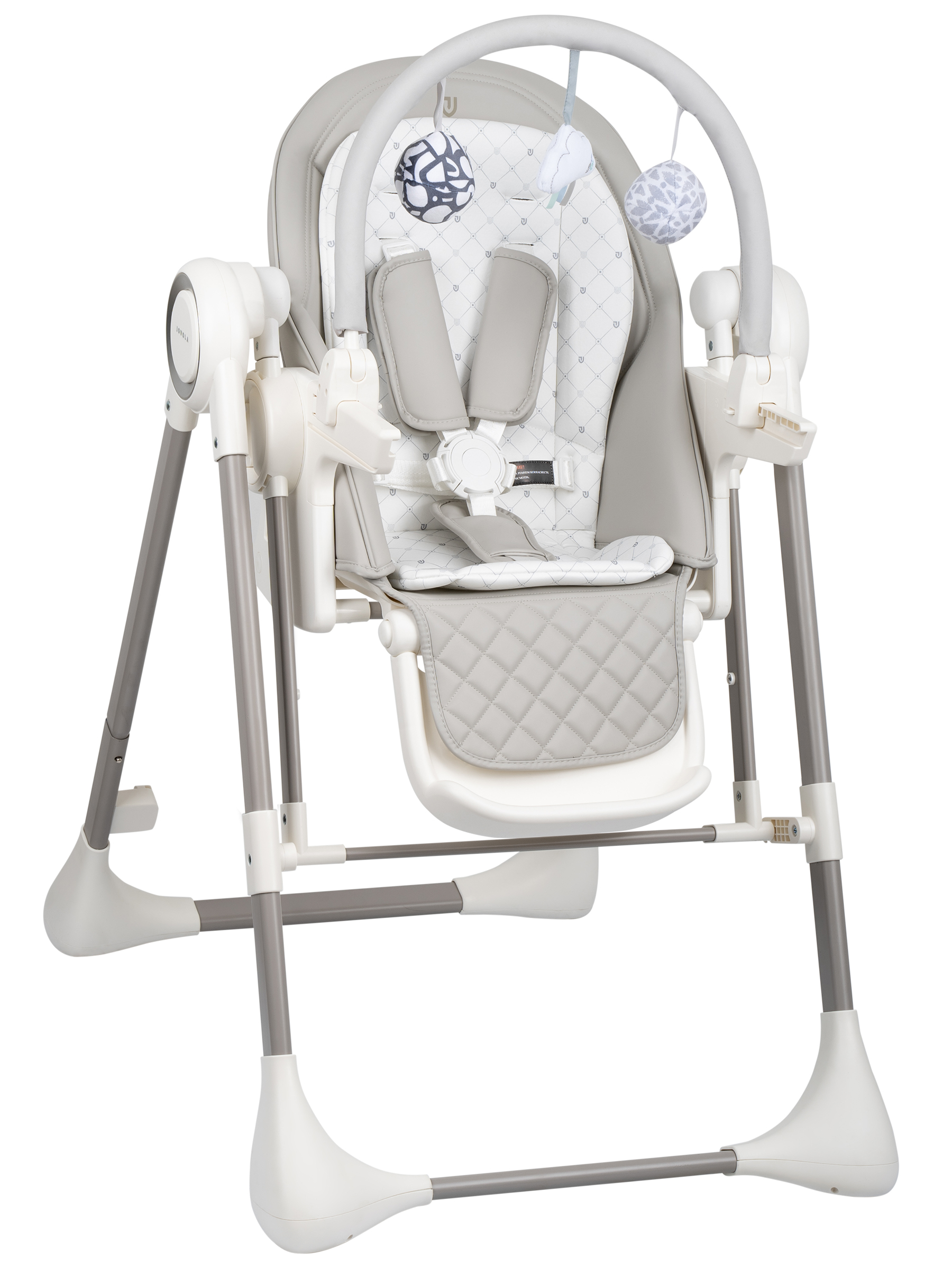 Стульчик для кормления JOVOLA Muza с функцией электрокачели серый - фото 4