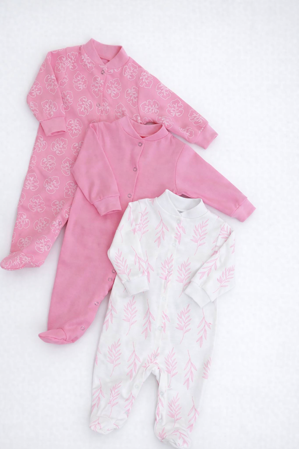 Комбинезон 3 шт Супер Пупс нбр/3пр/ком/сл/SK18розовыйлисточкиветочки - фото 1