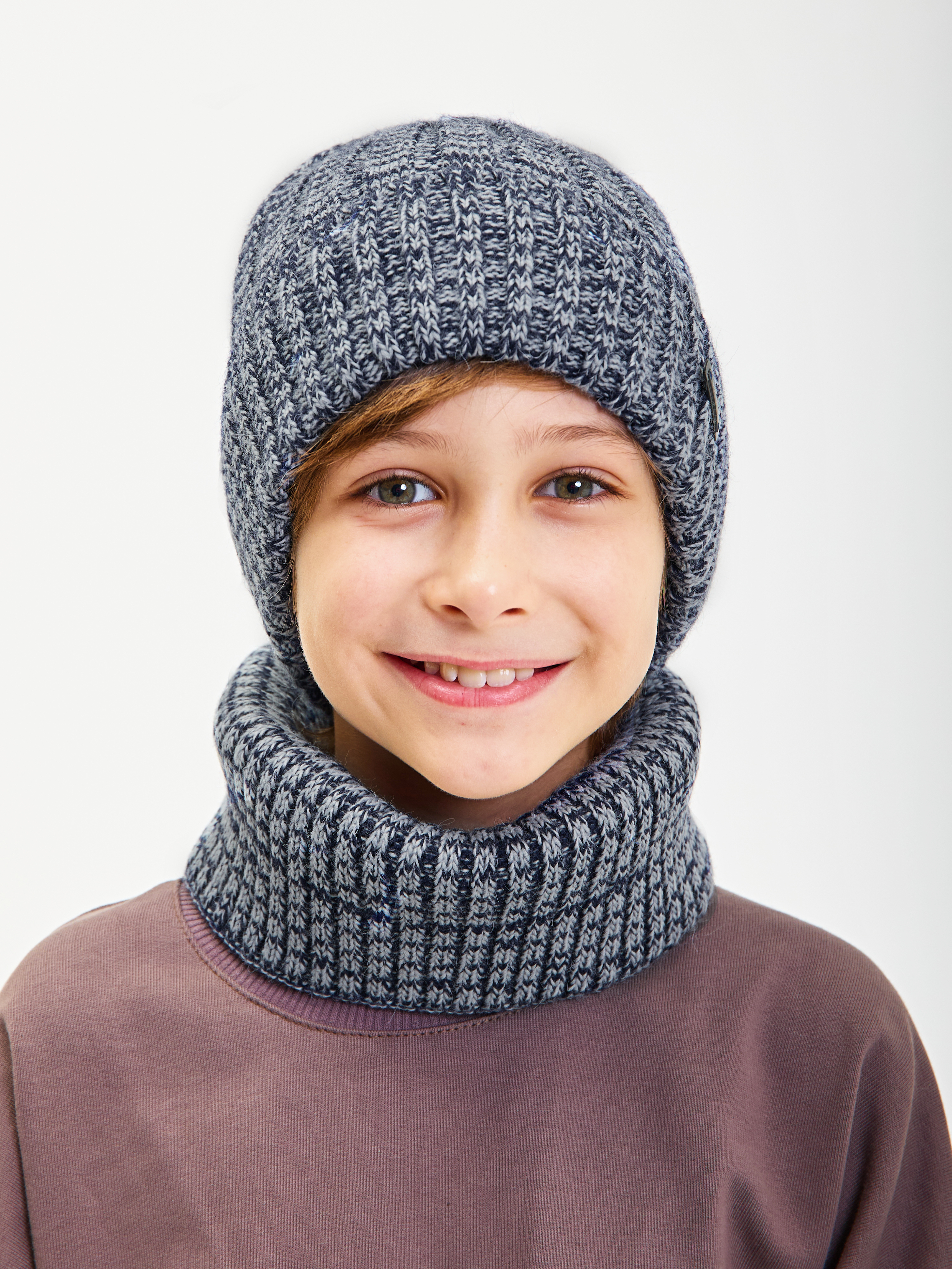 Шапка и снуд KUBRIO KU-H-107-WIN-BICOLOR-Dblue-grey - фото 2