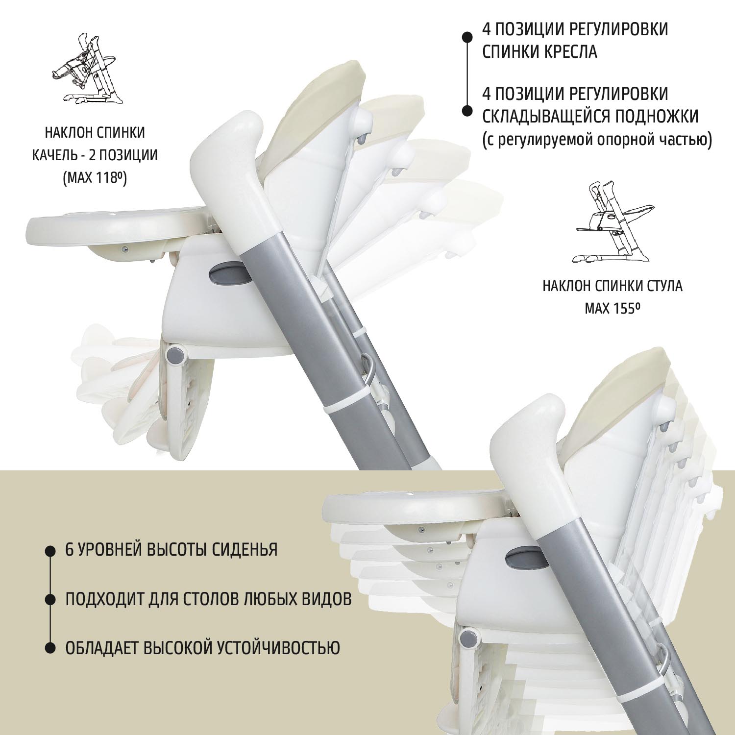 Стульчик для кормления Nuovita Unico трансформер - фото 6