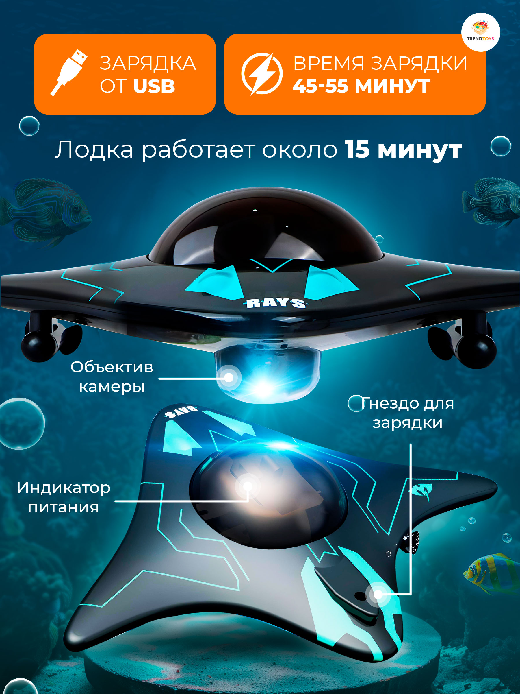Подводная лодка РУ TrendToys управление с телефона - фото 2