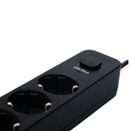 Сетевой фильтр Perfeo POWER STREAM. 2500W. 2.0м. 4 розетки. 3 USB. черный
