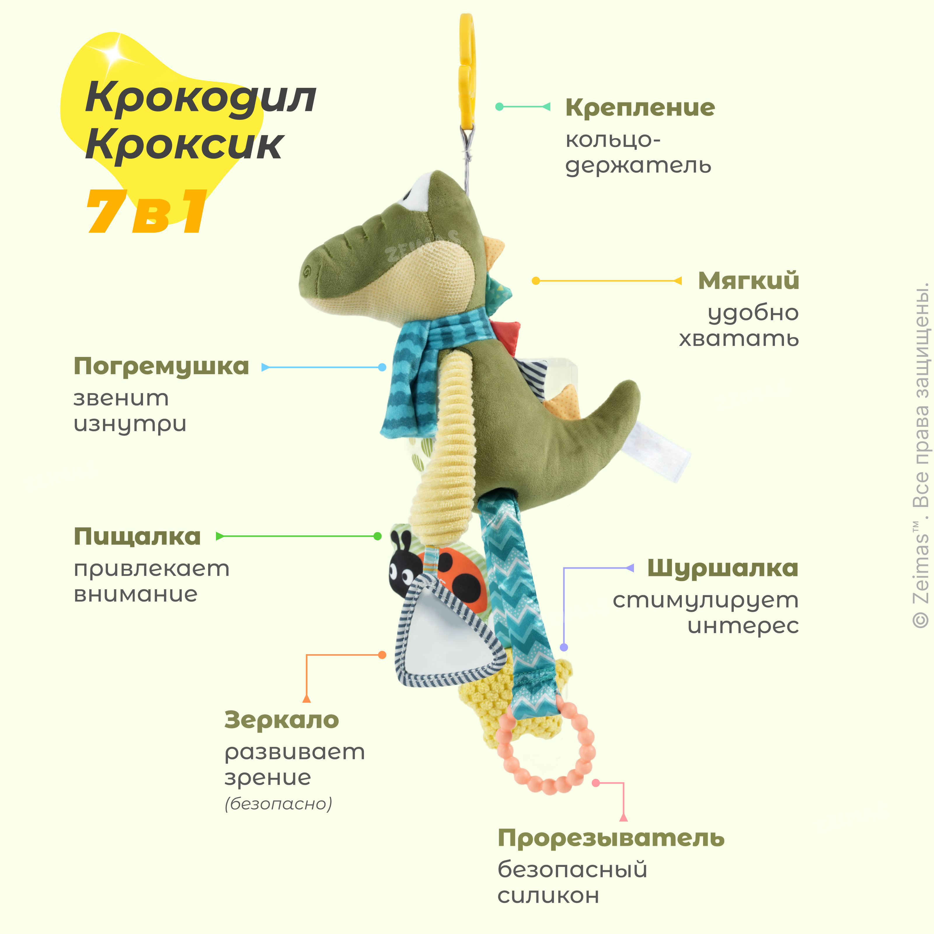 Игрушка Zeimas подвеска Крокодил - фото 4