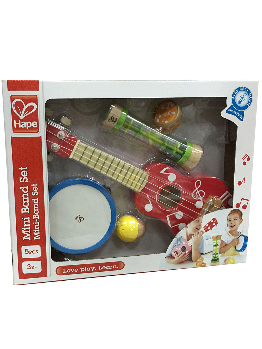 Игрушка музыкальная Hape Мини-группа гитара, бубен - фото 6