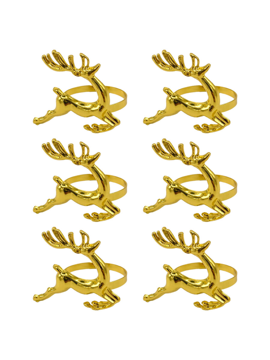 Кольца для салфеток Золотая сказка для сервировки стола новогодние Олени набор 6 штук - фото 8