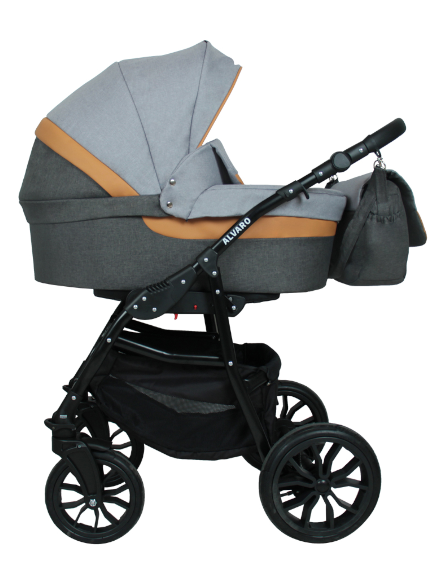 Коляска 2в1 alis Alvaro 05 серый-оранжевый - фото 2