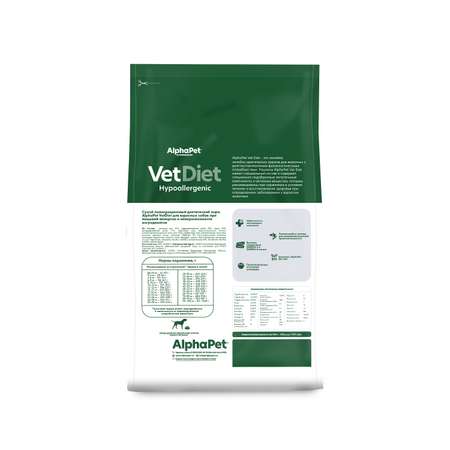 Корм для собак AlphaPet Vet Diet сухой при пищевой аллергии и непереносимости ингредиентов 500г