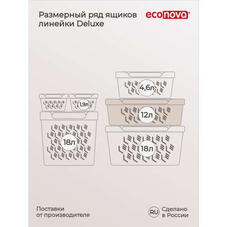Коробка Econova с крышкой DELUXE 12Л светло-бежевая