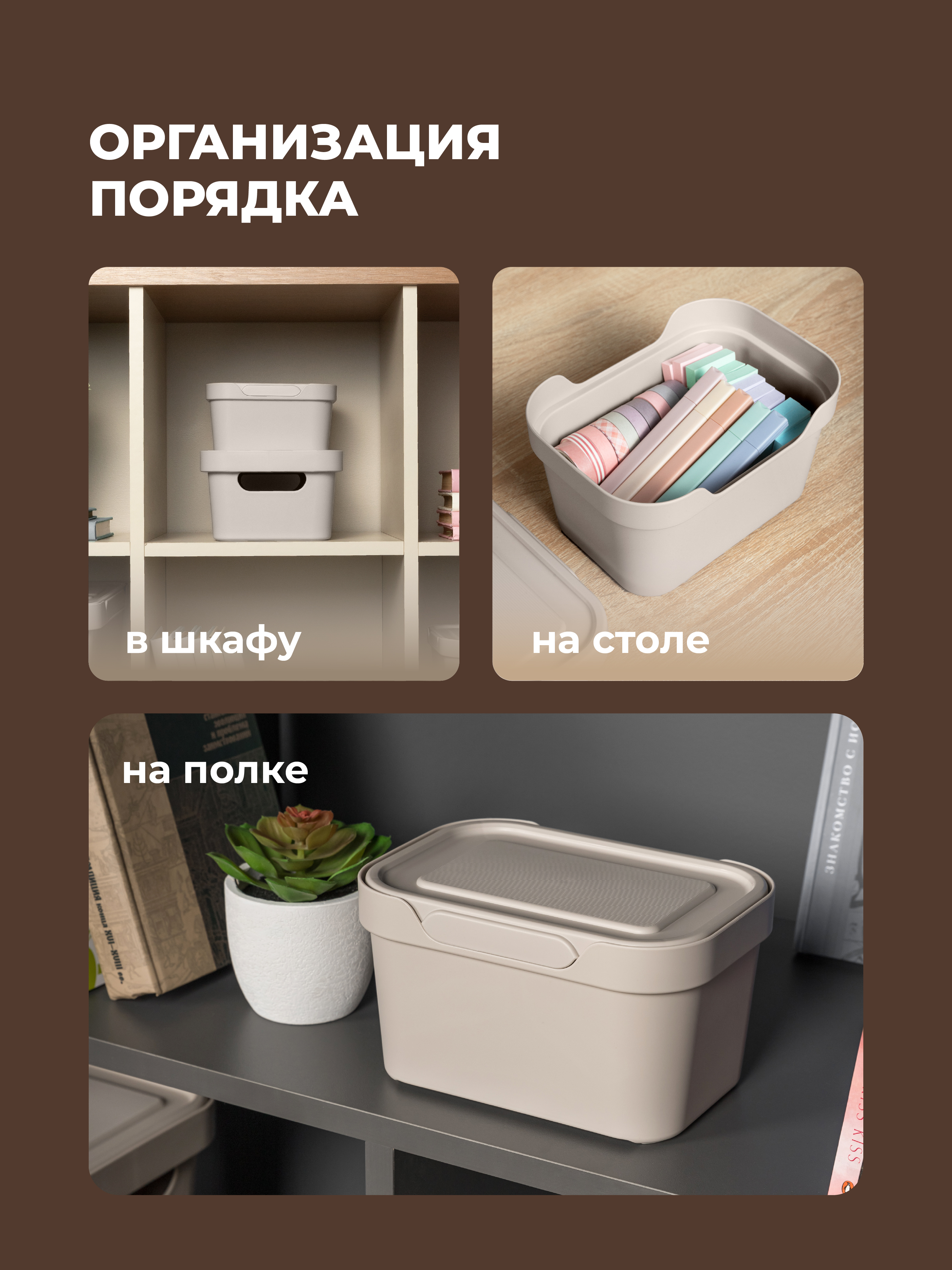 Набор ящиков с крышкой Econova Универсальные, 18.9х13.2х11 см, 1,9Л - фото 4