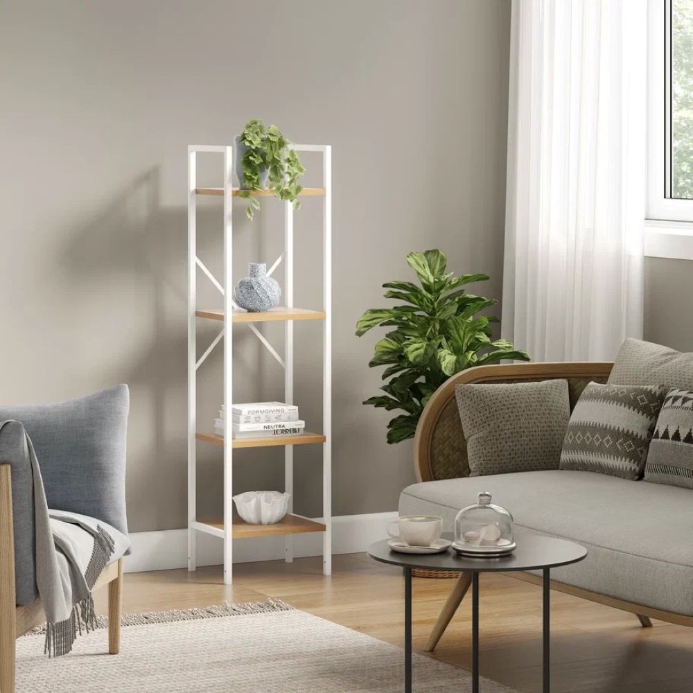 Стеллаж Leset Стилвуд 14 узкий 4 полки Белый/Дуб крафт золотой - фото 8