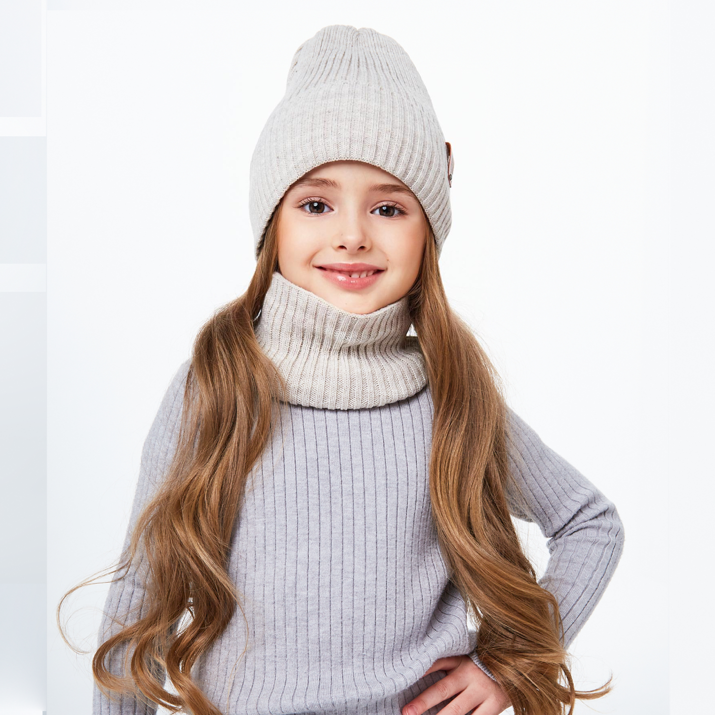 Шапка и снуд KUBRIO KU-H-104-GplainW-beige - фото 8