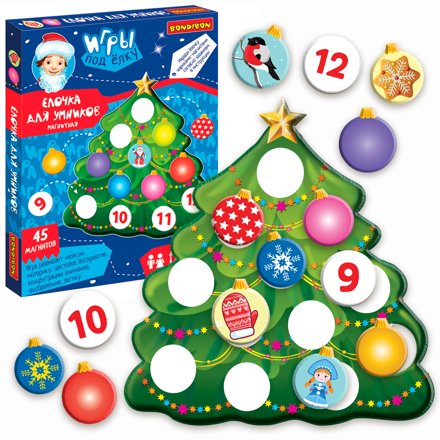 Настольная игра Bondibon магнитная Ёлочка для умников - фото 1