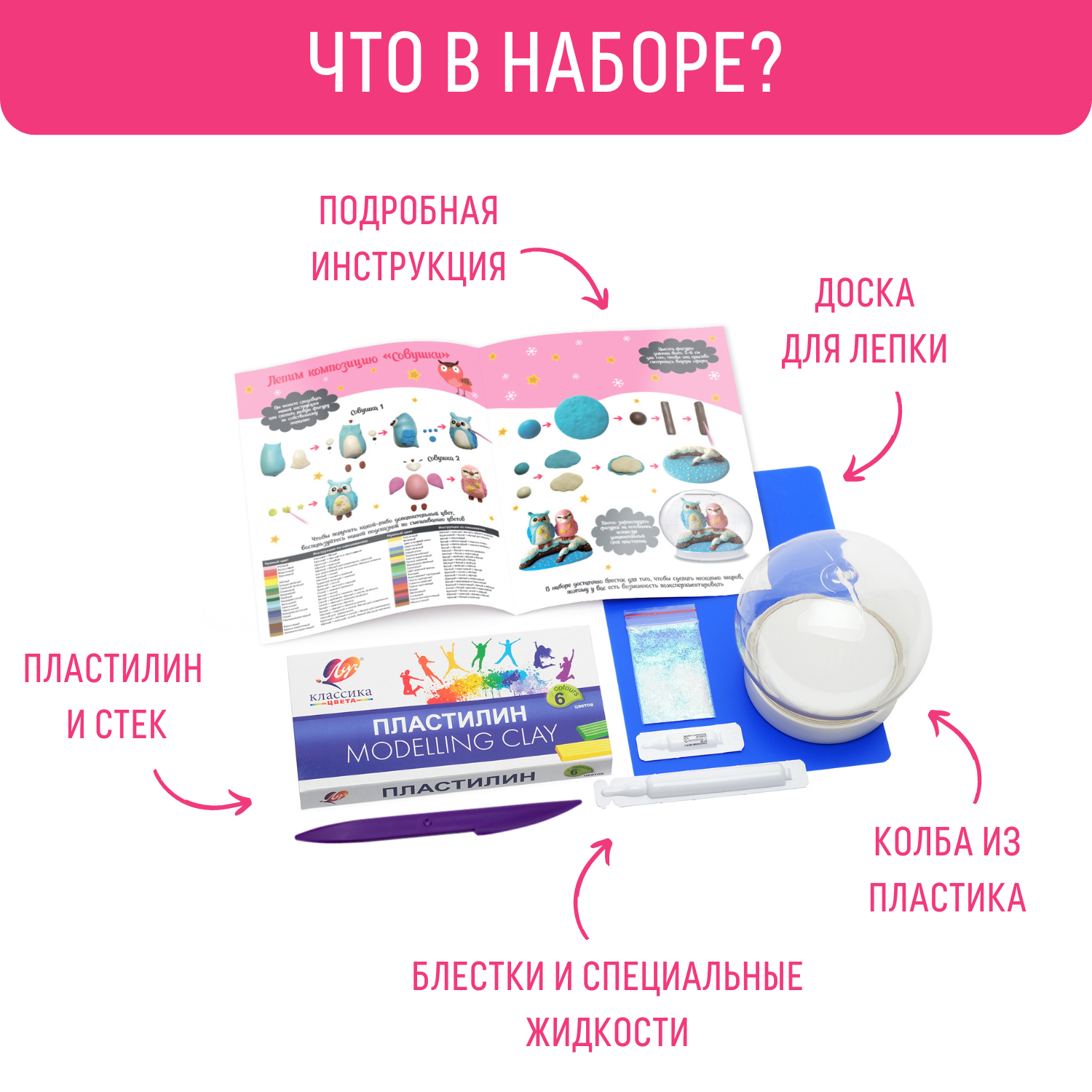 Пластилин Magic Moments Волшебный снежный шар Совушки - фото 3
