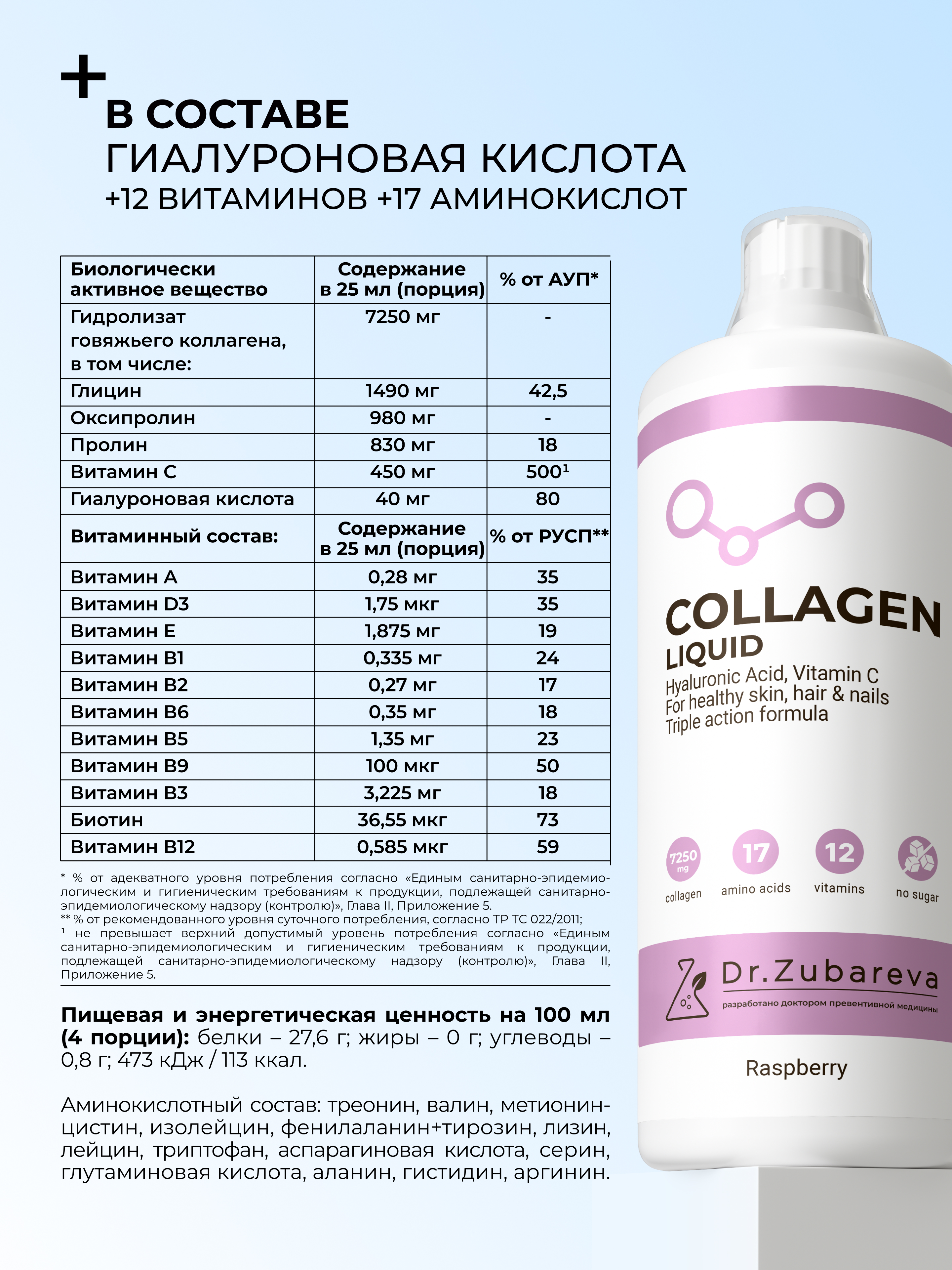 Питьевой концентрат Collagen Dr. Zubareva Малина - фото 6